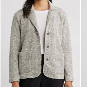 Eileen Fisher Organic Cotton Blazer Cream Ash Woven Texture Blazer Size Small